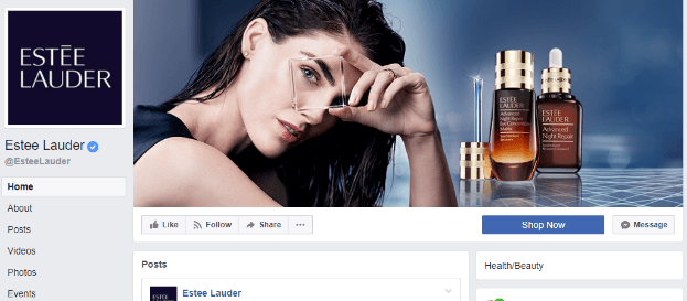 Estee Lauder cosmetics cover pictures for Facebook