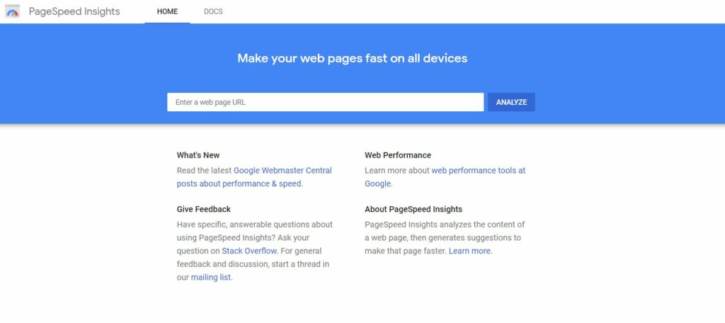 google pagespeed insights