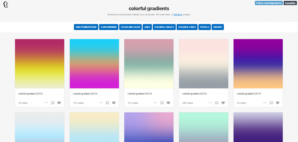 Colorful gradients designers app