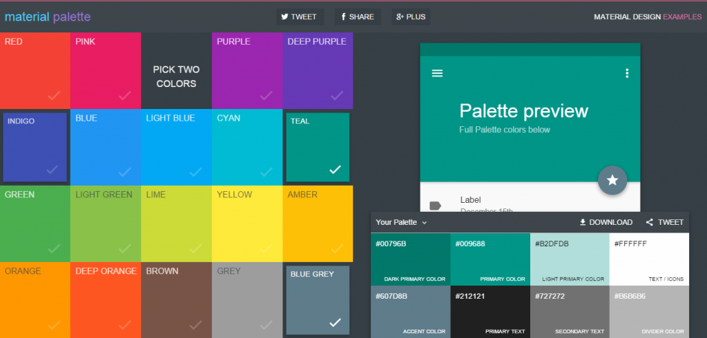Inspirational app for color palettes