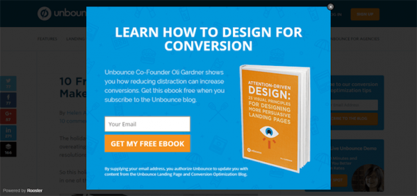 Unbounce Pop Up Exit Intent