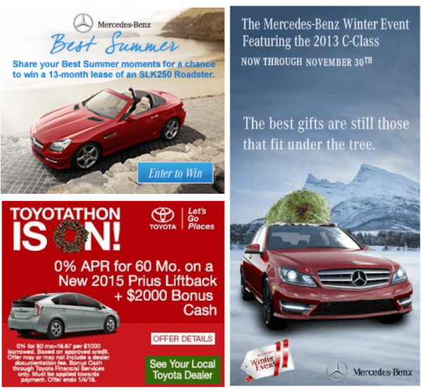 car banner ads for Christmas examples