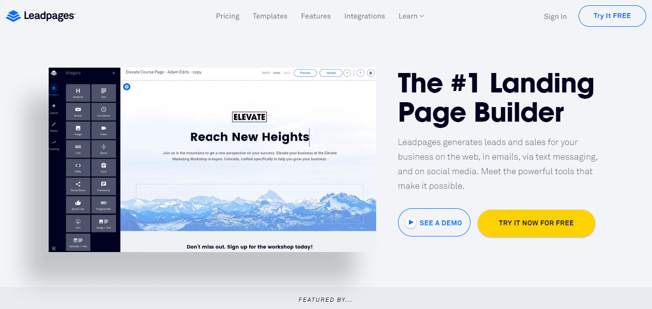 landing page builder example