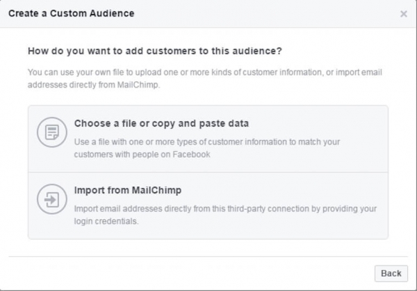 Facebook import email list screen