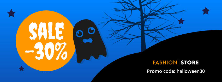 ghost Halloween banner template for Facebook page