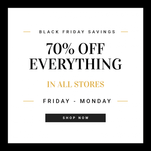 Black Friday Minimalist Banner in black, white and golden