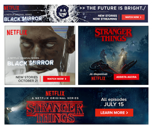Black Mirror, Stranger Things Netflix banner ads