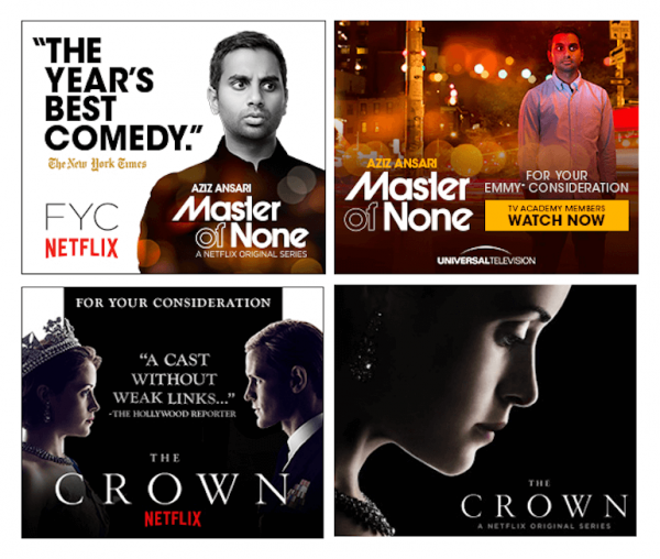 The Crown, Master of None Netflix banner ads