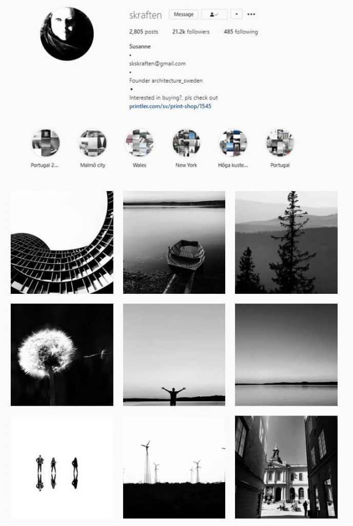 instagram feed Black White Theme