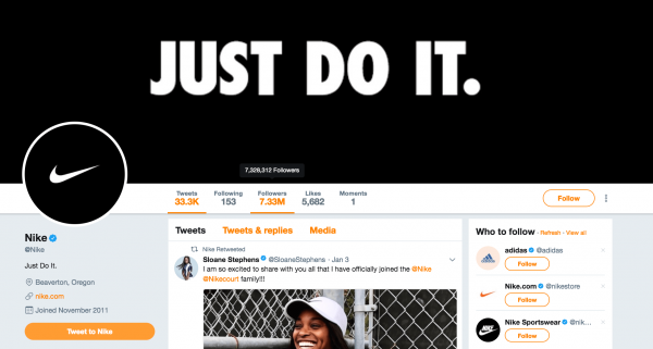 Nike Twitter Profile