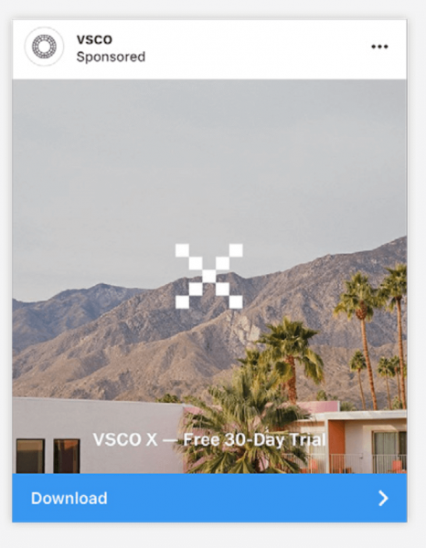 VSCO Instagram ad example