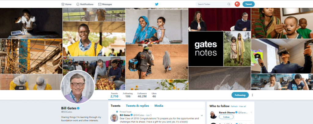 Bill gates twitter profile