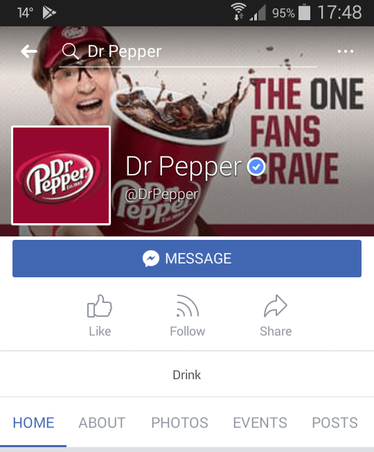 Dr Pepper mobile Facebook cover