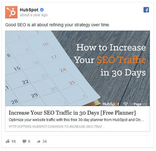 hubspot facebook ad example