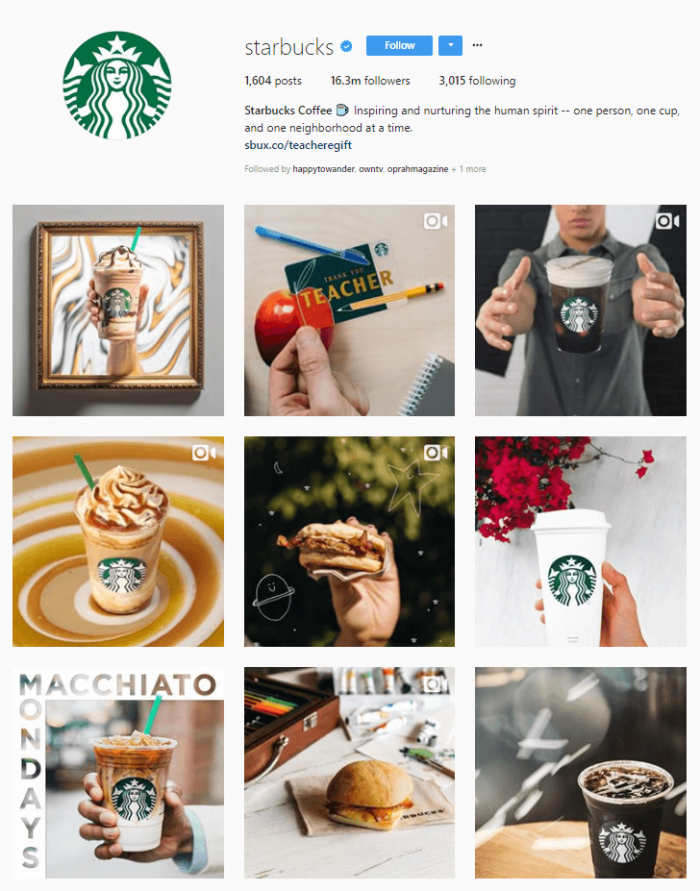 instagram feed goals brands - starbucks