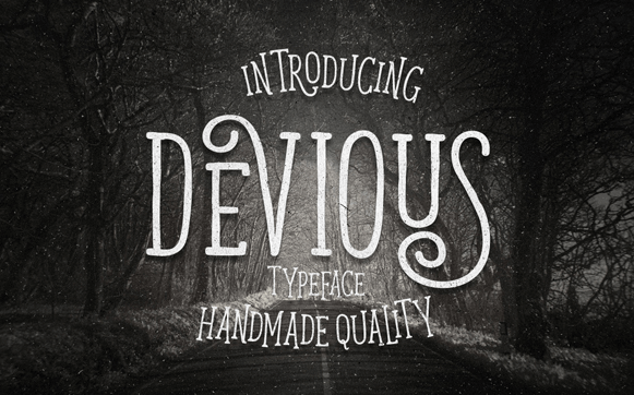 Devious - uppercase vintage hand lettering script