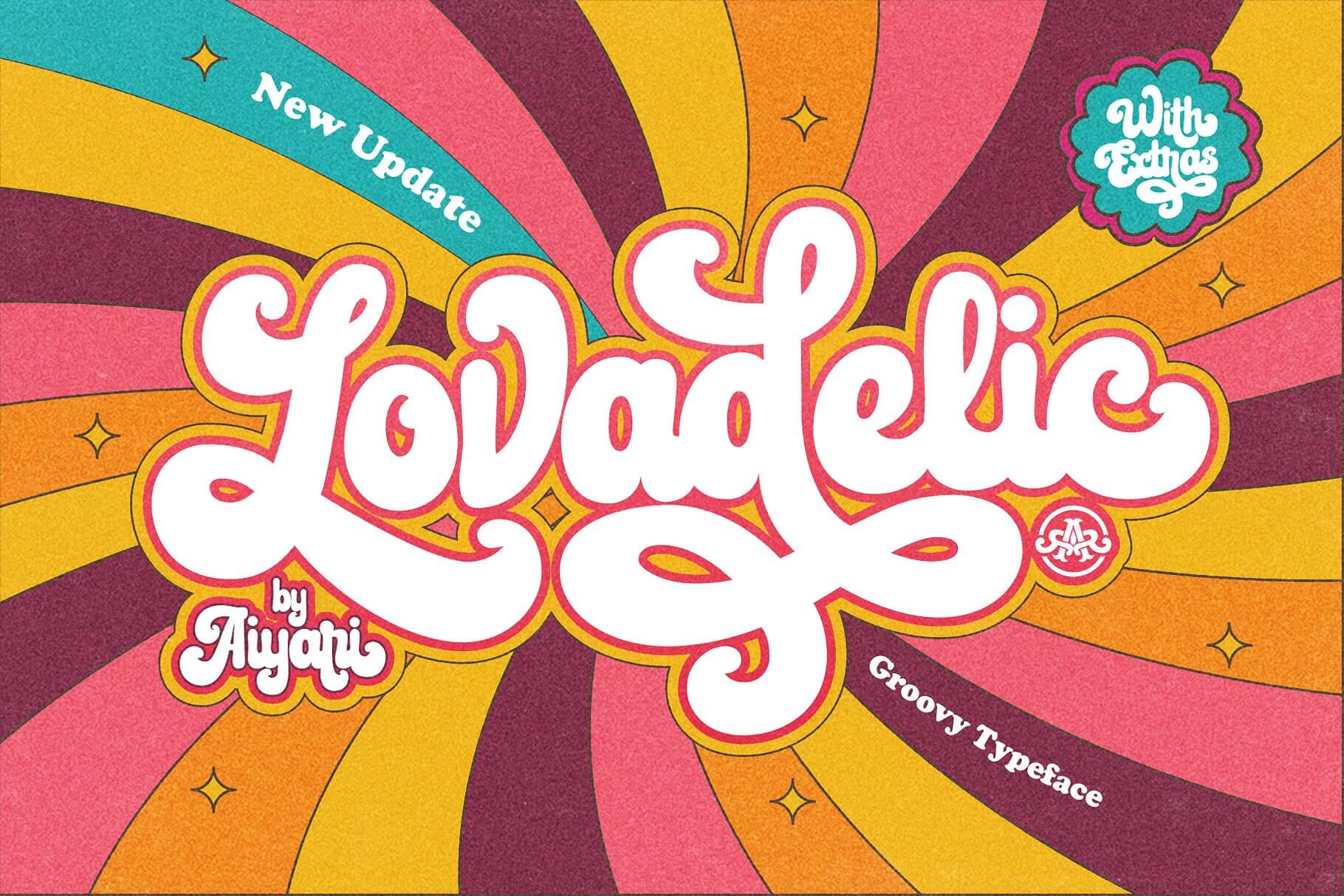 Lovadelic - retro psychedelic hand lettering font