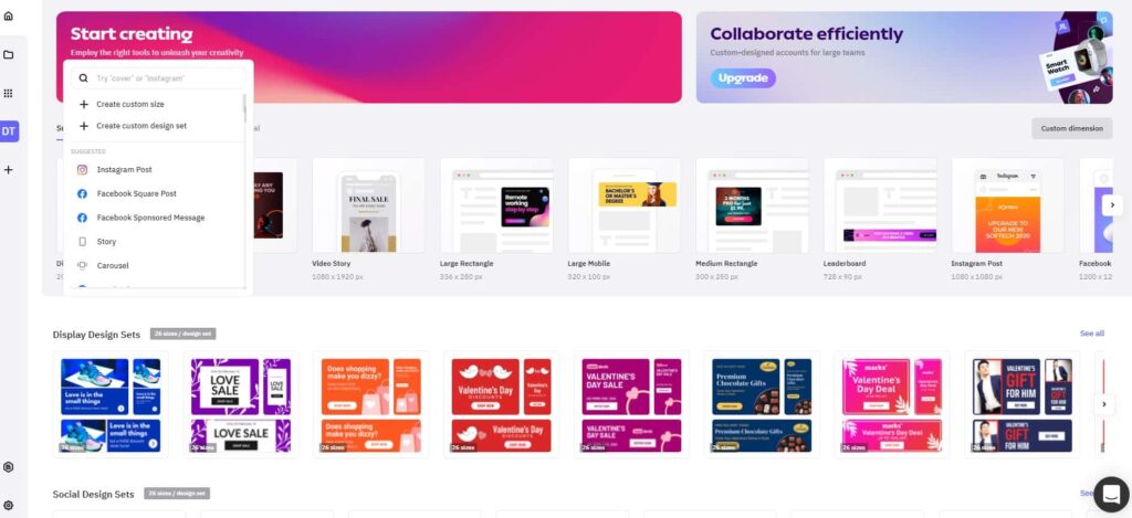 choose a single design or a design set in creatopy