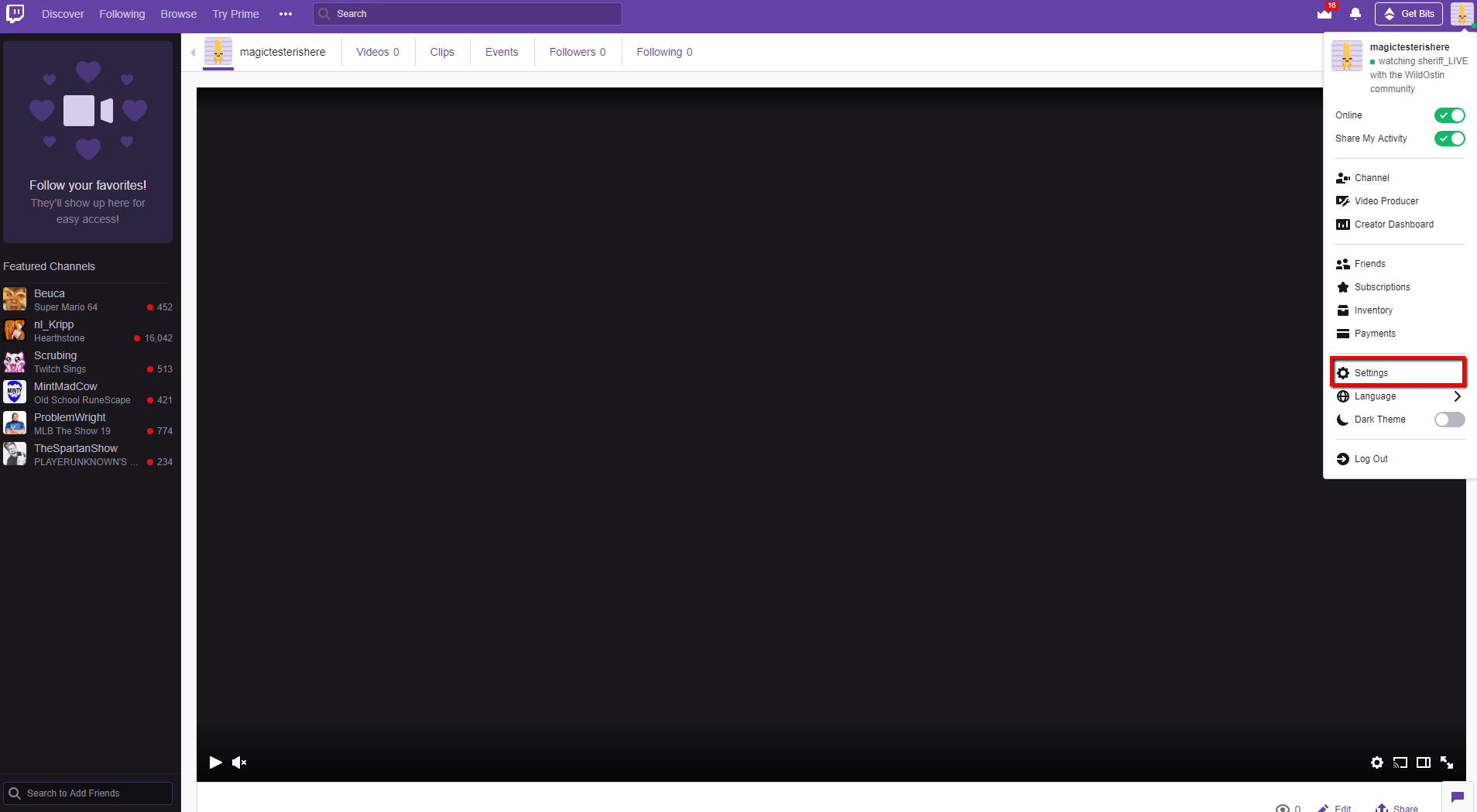 how to add a banner on twitch - step 1