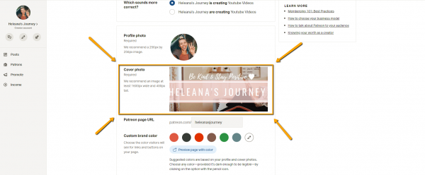 How to change your patreon cover photo
