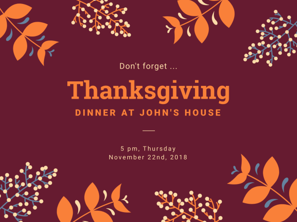 thanksgiving dinner invitation fall leaves