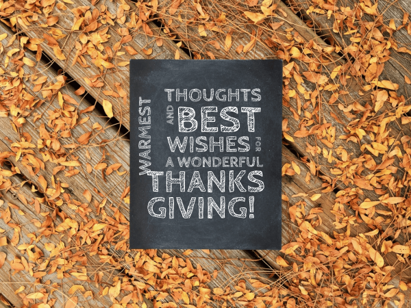 thoughts and best wishes thanksgiving card