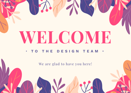 Welcome to the team Cards Creatopy Template Floral Print