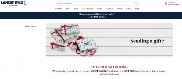 land's end free gift box promotion strategy