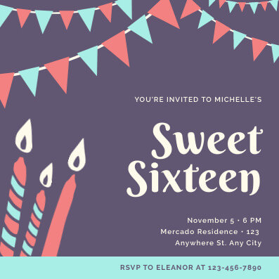 Sweet Sixteen Invitation Template