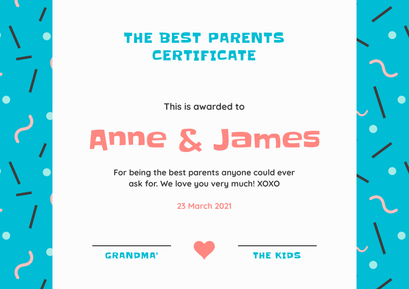 best parents certificate design template