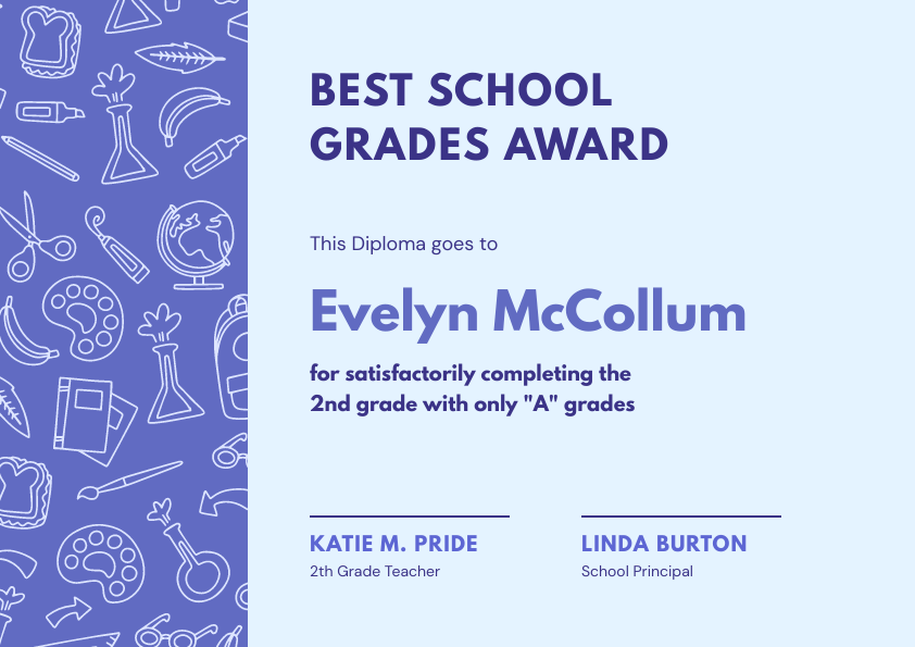 best school grades award template