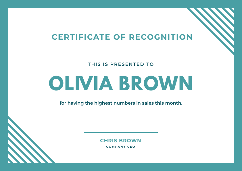 certificate of recognition