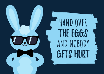 Funny Cool Blue Rabbit Easter Card