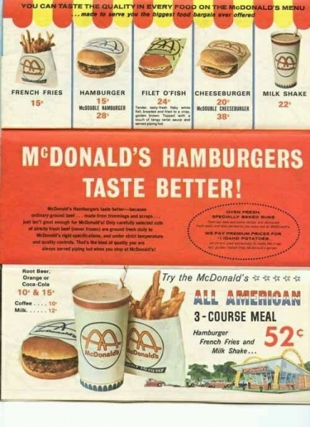 McDonald's hamburger menu advertisement