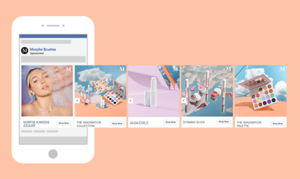 Facebook carousel ad example Morphe