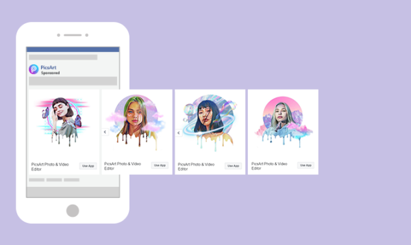 Facebook carousel ad example picsart