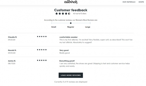 allbirds reviews ecommerce marketing strategy