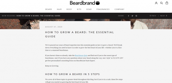 beardbrand blog posting ecommerce marketing strategy