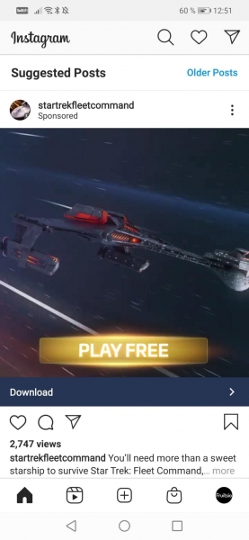 Instagram video game ad