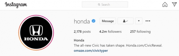 honda logo as instagram profile picture