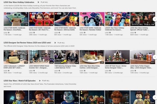 lego on youtube social media design