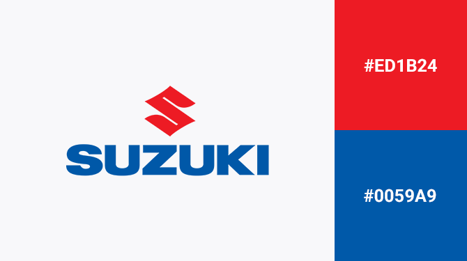 logos with red and blue suzuki