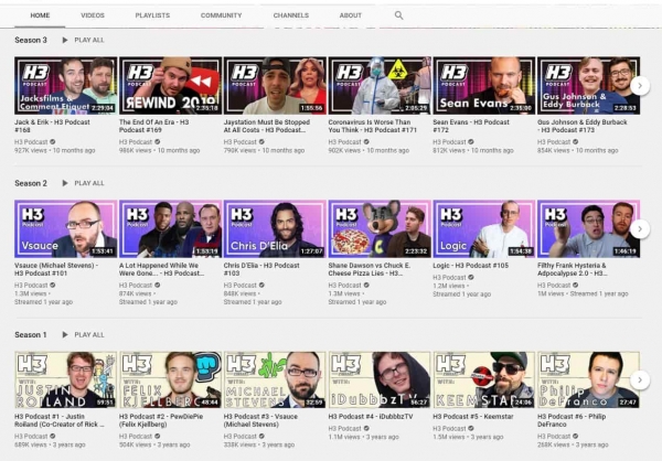 social media design youtube layout h3h3 podcast