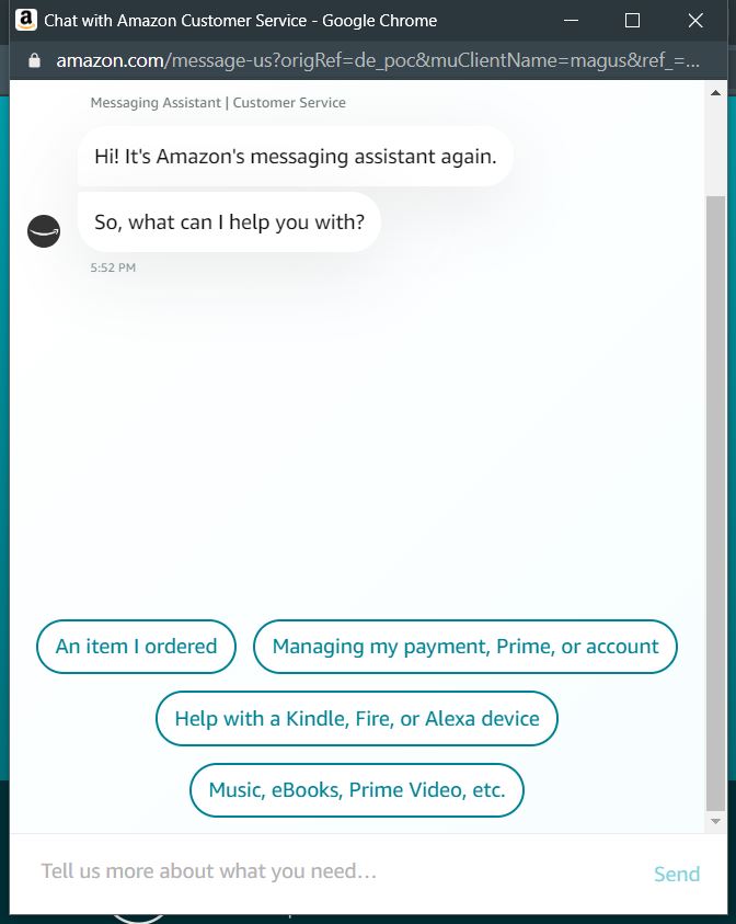 amazon automated customer support
