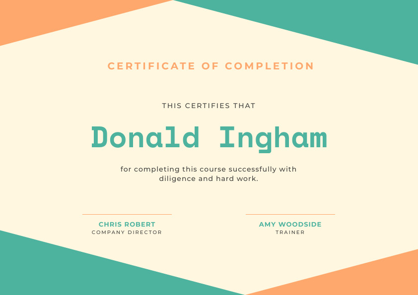 pastel colors certificate