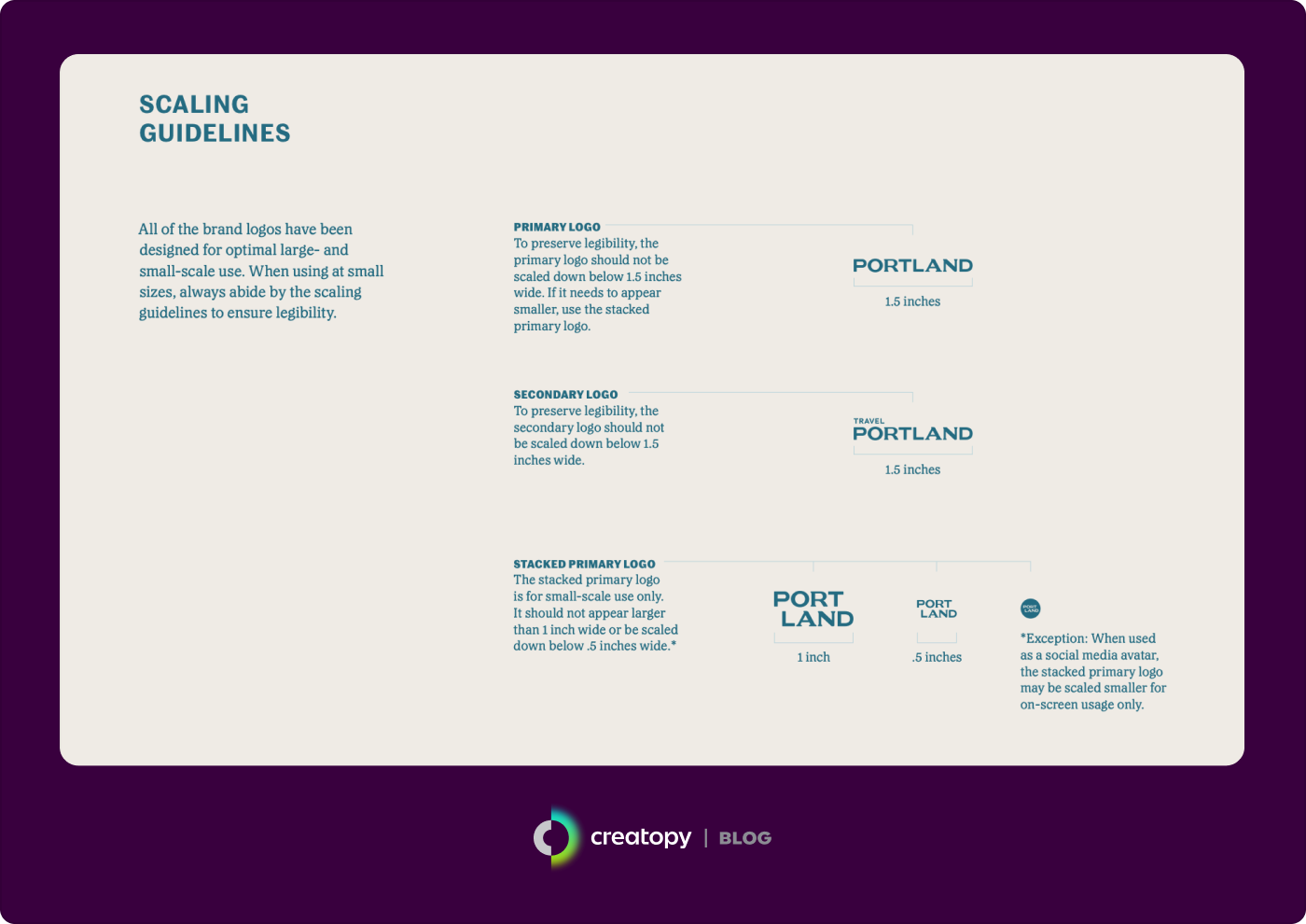 travel portland logo scaling guidelines