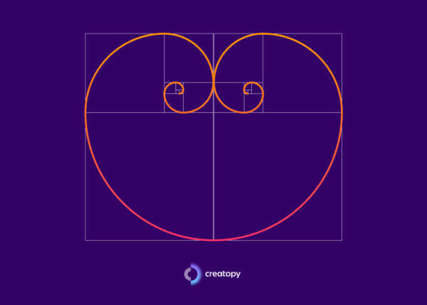 The Golden Ratio spiral heart