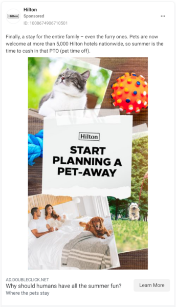 advertisements for travel hilton hotels facebook ad