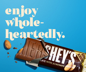 Hershey's chocolate display ad.