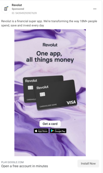 revolut facebook ad